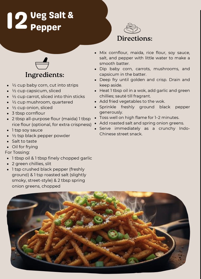 Sample recipe page: Veg Salt & Pepper