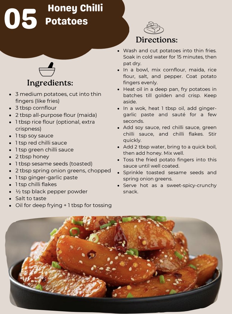 Sample recipe page: Honey Chilli Potatoes